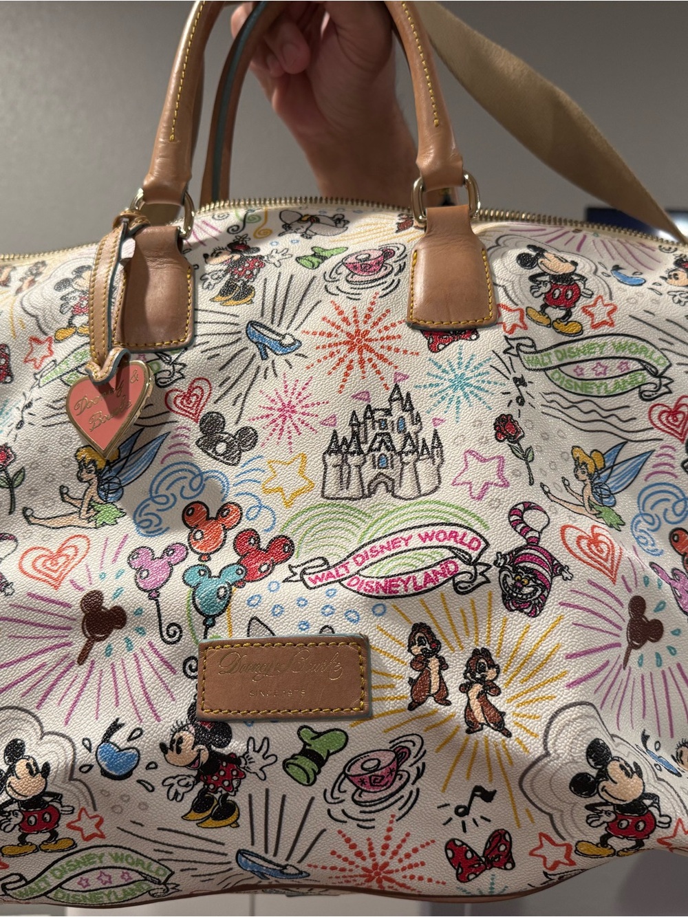 Dooney & Bourke White Multicolor Disney Print weekender bag
